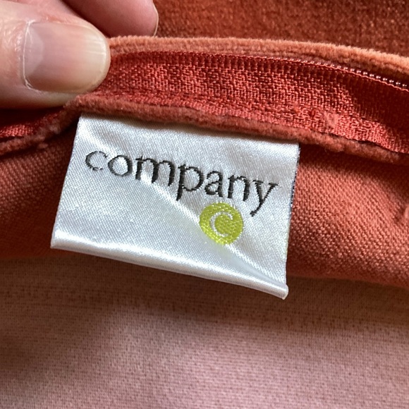 COMPANY C *Euro* Set Orange Velvet Pillowcases w/Gold Embossed Pattern Cotton - Picture 6 of 7